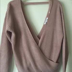 Open back wrap sweater